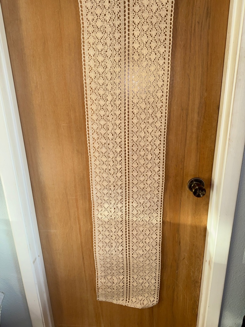 Hobby Lobby Cream Crochet Scalloped Edge Table Runner 12" x 54" - Picture 3 of 6